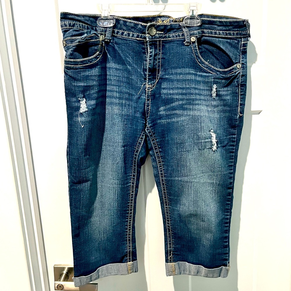 Distressed Denim Bermuda Shorts